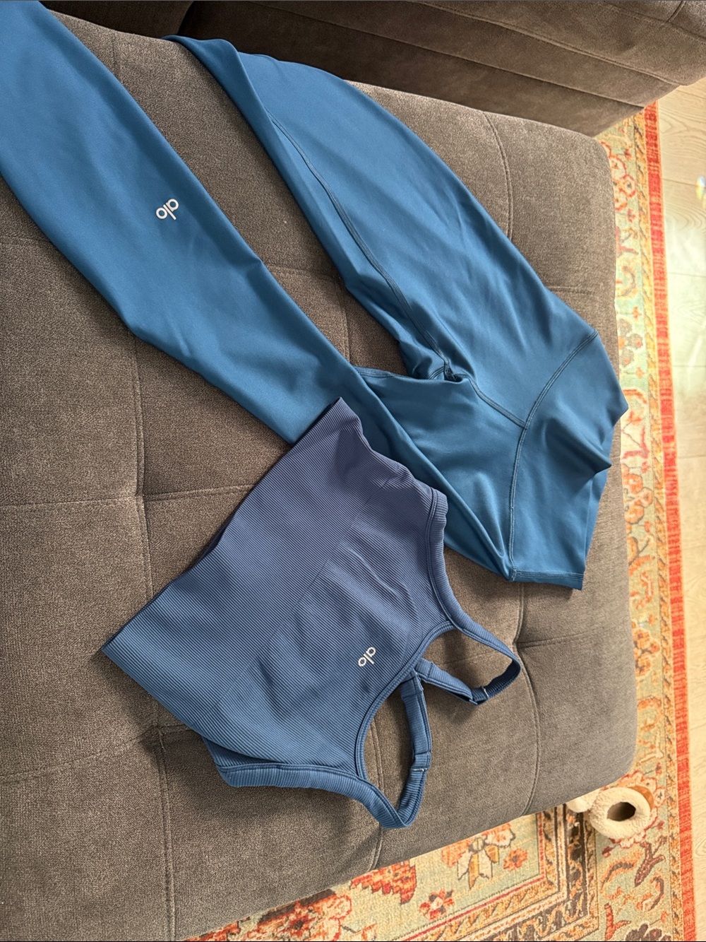 ALO Yoga Kids Teal Blue Leggings and Tank Set